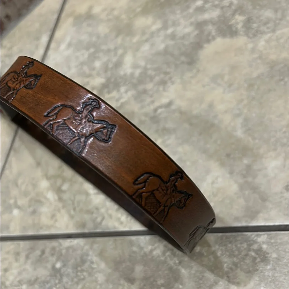 Brown Leather Belt with Horse Design